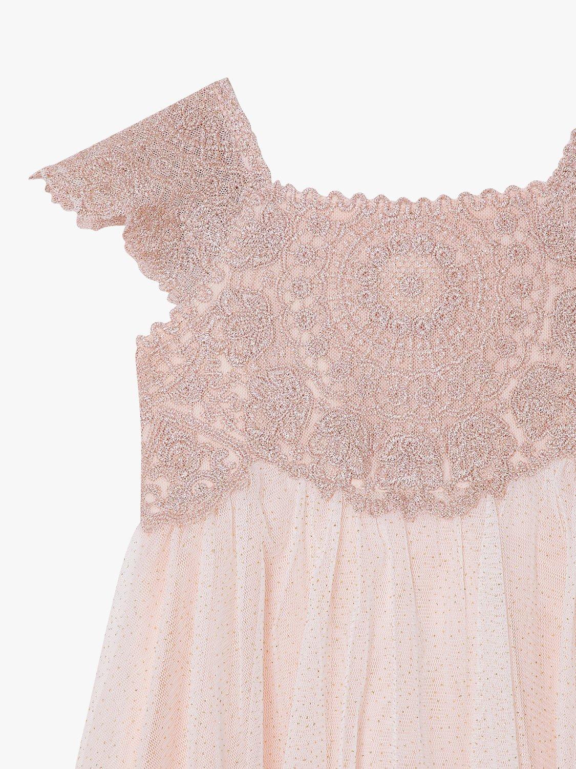 Product image 3 of 3, which shows Monsoon Baby Estella Floral Embroidered Dress, Pink, 0-3 mths