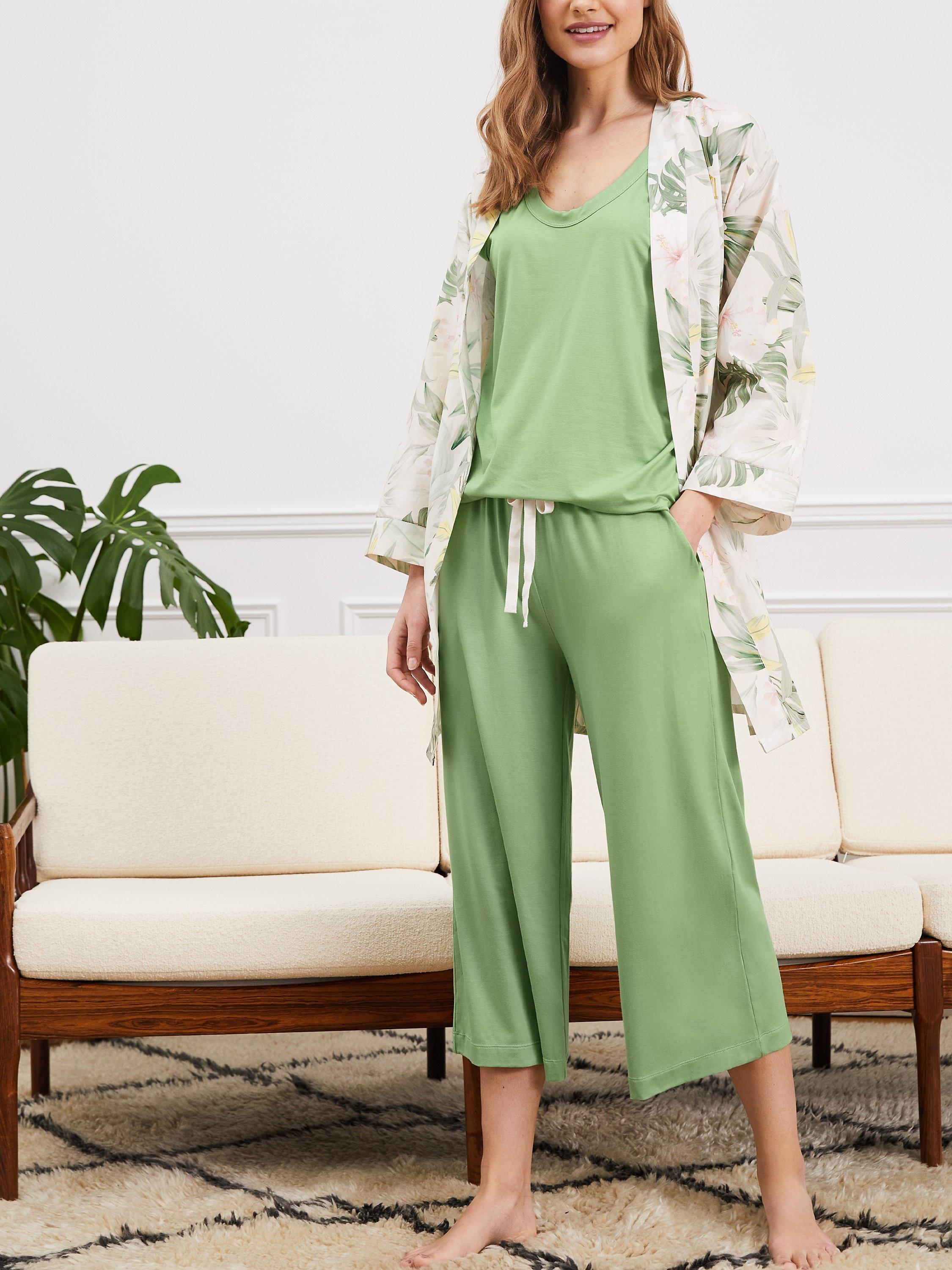 Product image 4 of 4, which shows Baukjen Peace Cropped Jersey Lounge Bottoms, Pale Leaf, 6
