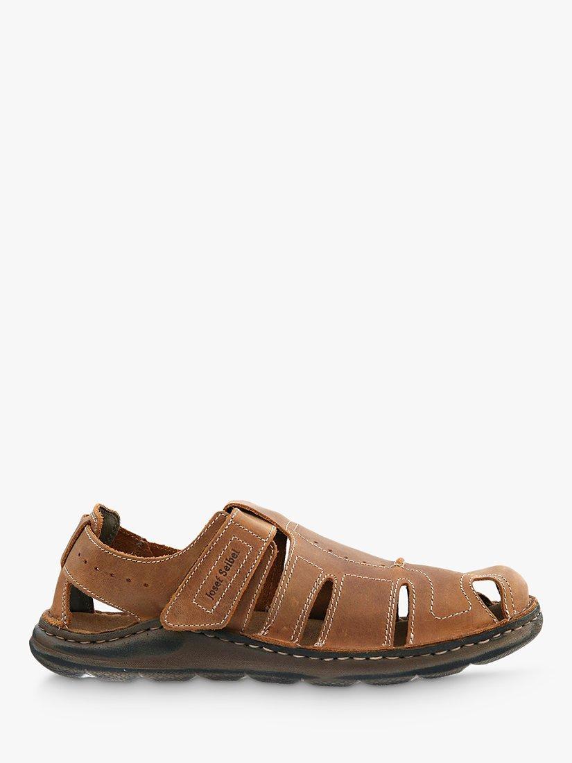 Product image 1 of 5, which shows Josef Seibel Maverick 01 Castagne Leather Sandals, Brown, 6.5