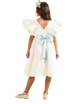 Angel & Rocket Kids' Sylvie Ruffle Sleeve Bridesmaid Dress - view 2, Ivory/Sage