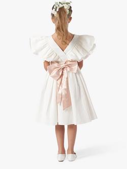 Angel & Rocket Kids' Sylvie Ruffle Sleeve Bridesmaid Dress - view 2, Ivory/Pink