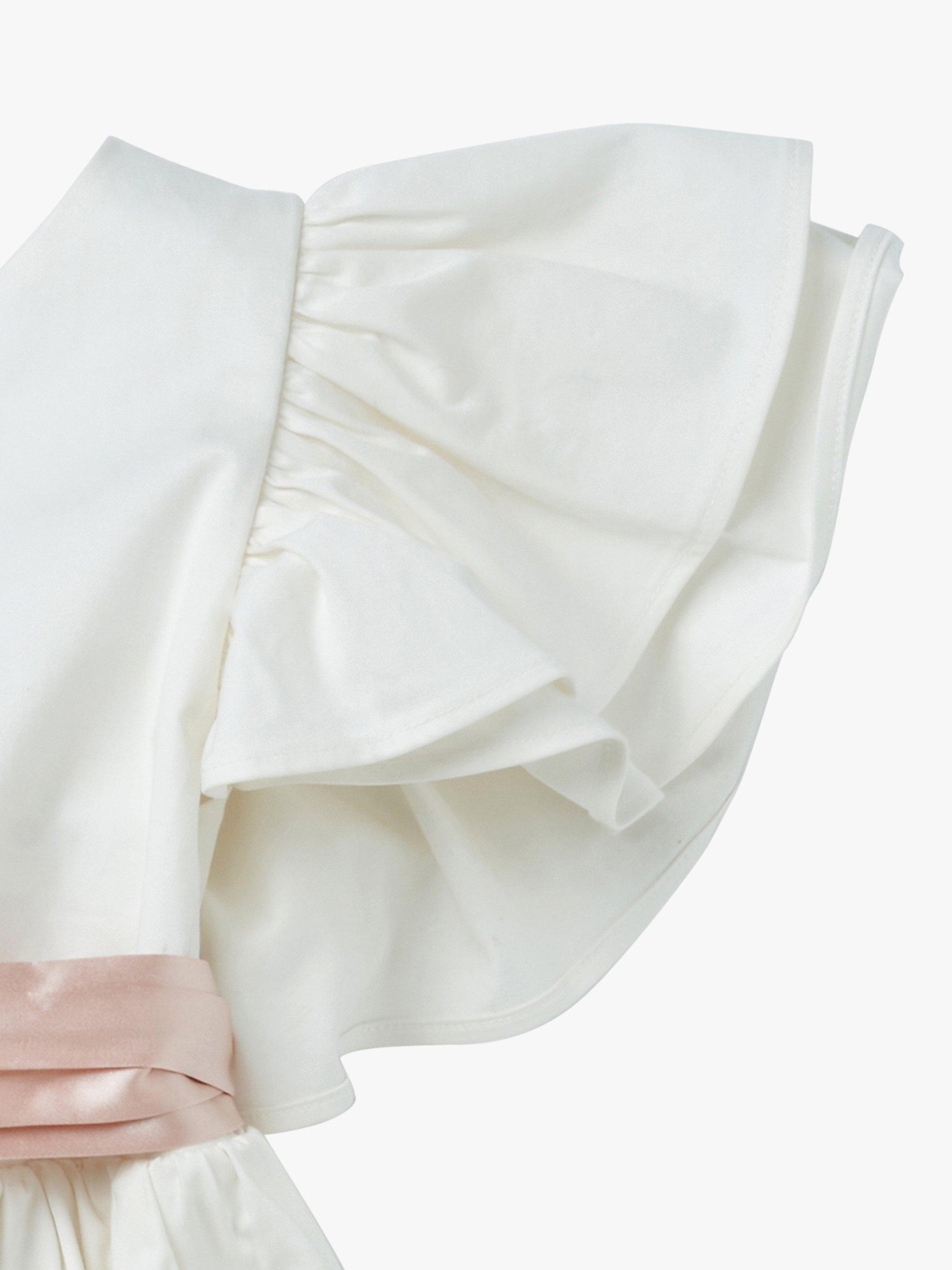 Product image 5 of 5, which shows Angel & Rocket Kids' Sylvie Ruffle Sleeve Bridesmaid Dress, Ivory/Pink, 7 years