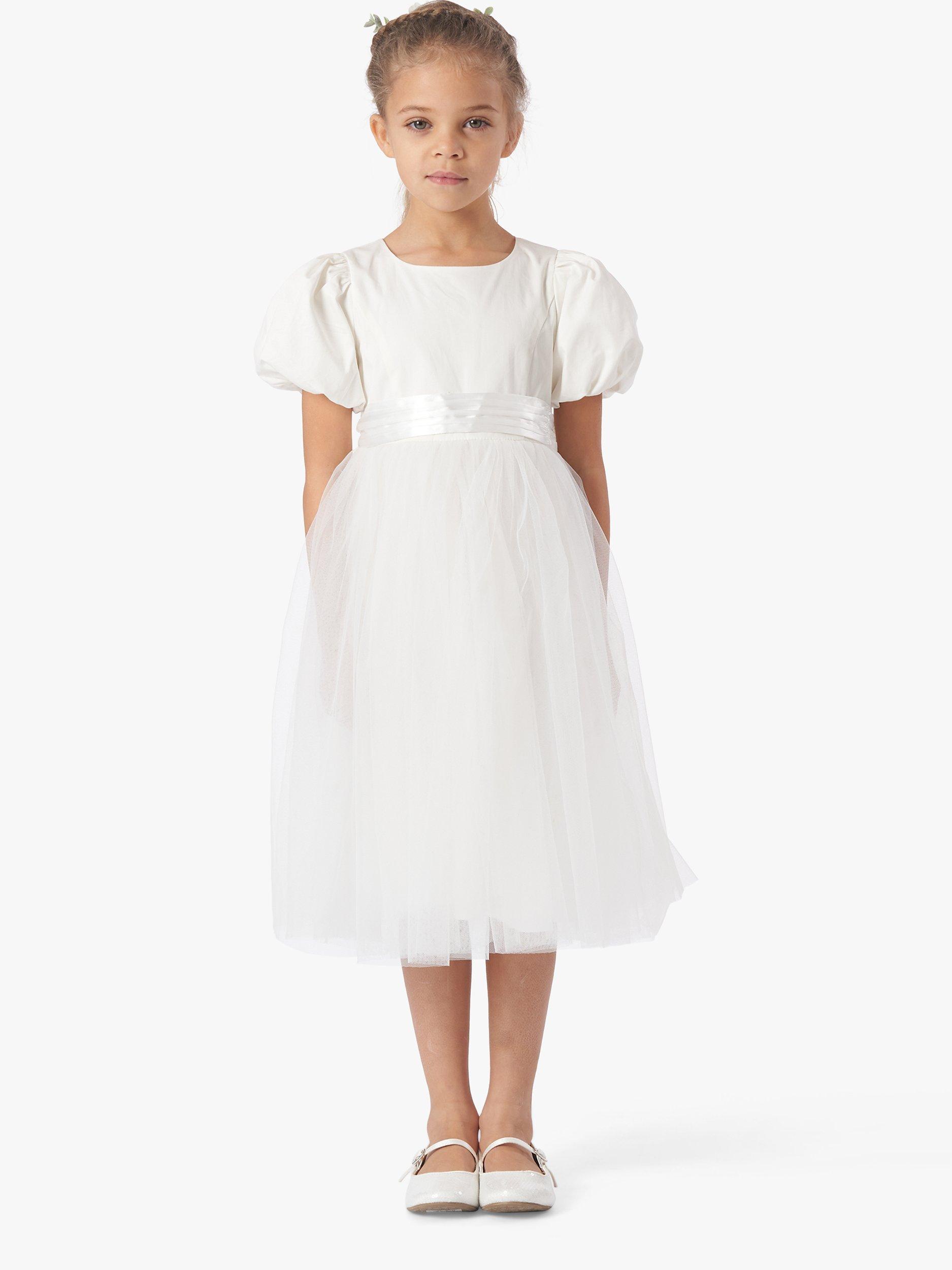 Angel & Rocket Kids' Celine Tafetta Bridesmaid Dress, Ivory, 2 years