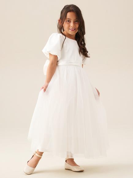 Angel & Rocket Kids' Selene Tafetta Bridesmaid Dress, Ivory