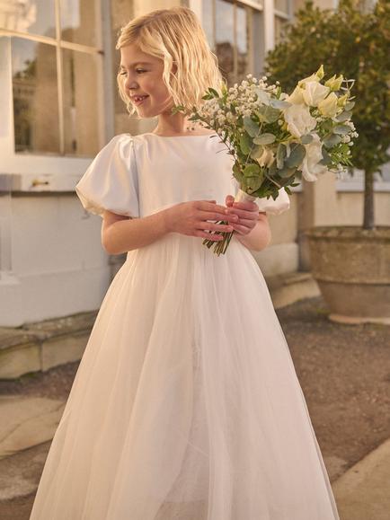 Angel & Rocket Kids' Selene Tafetta Bridesmaid Dress - view 2, Ivory