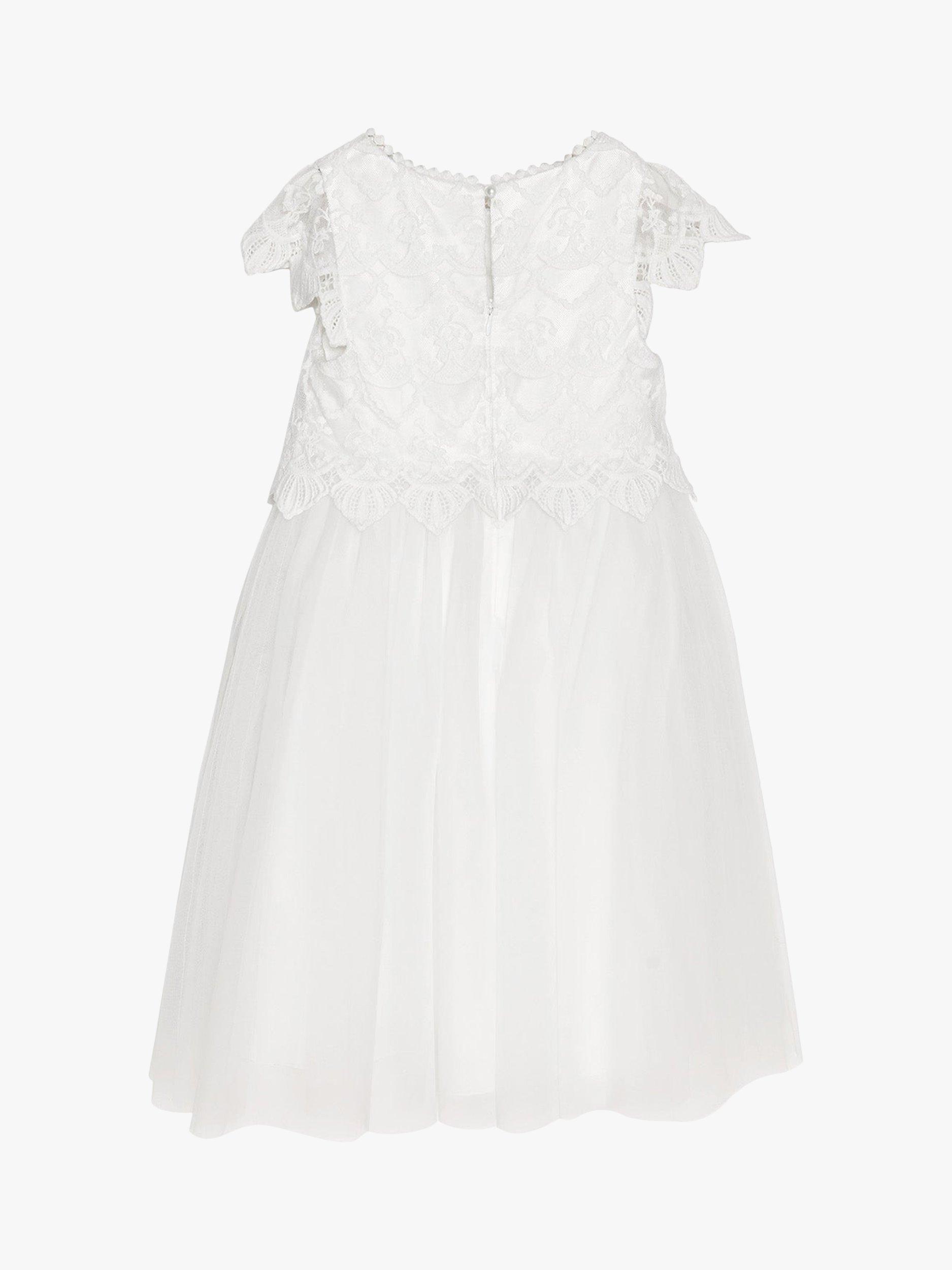 Product image 5 of 5, which shows Angel & Rocket Kids' Lucy Lace Bridesmaid Dress, Ivory, 5 years