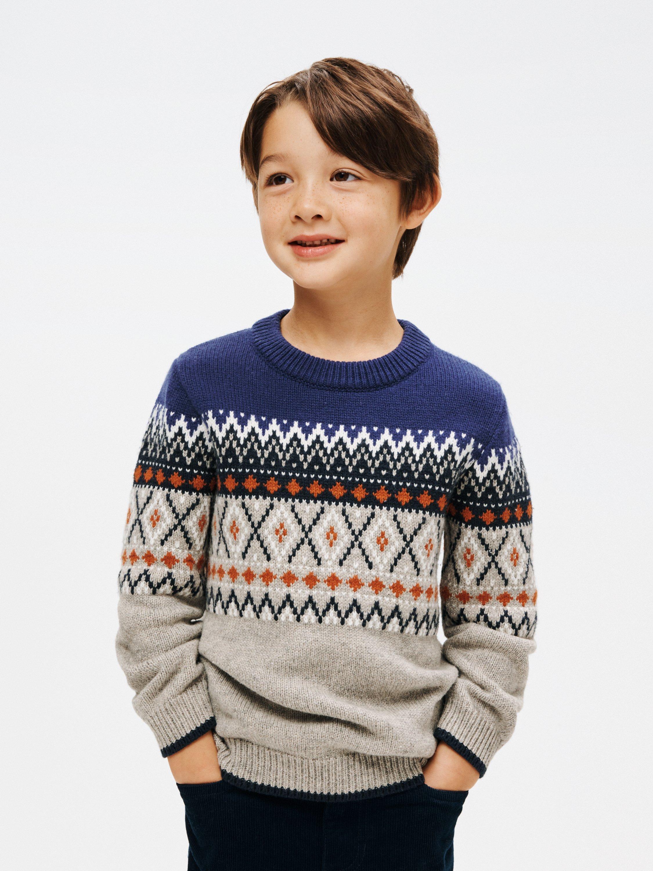 John Lewis Kids' Fair Isle Jumper, Grey