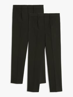 John Lewis Boys' Adjustable Waist Slim Fit School Trousers, Pack of 2, Black