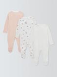 John Lewis Baby Sheep Long Sleeve Sleepsuits, Pack of 3, Pink