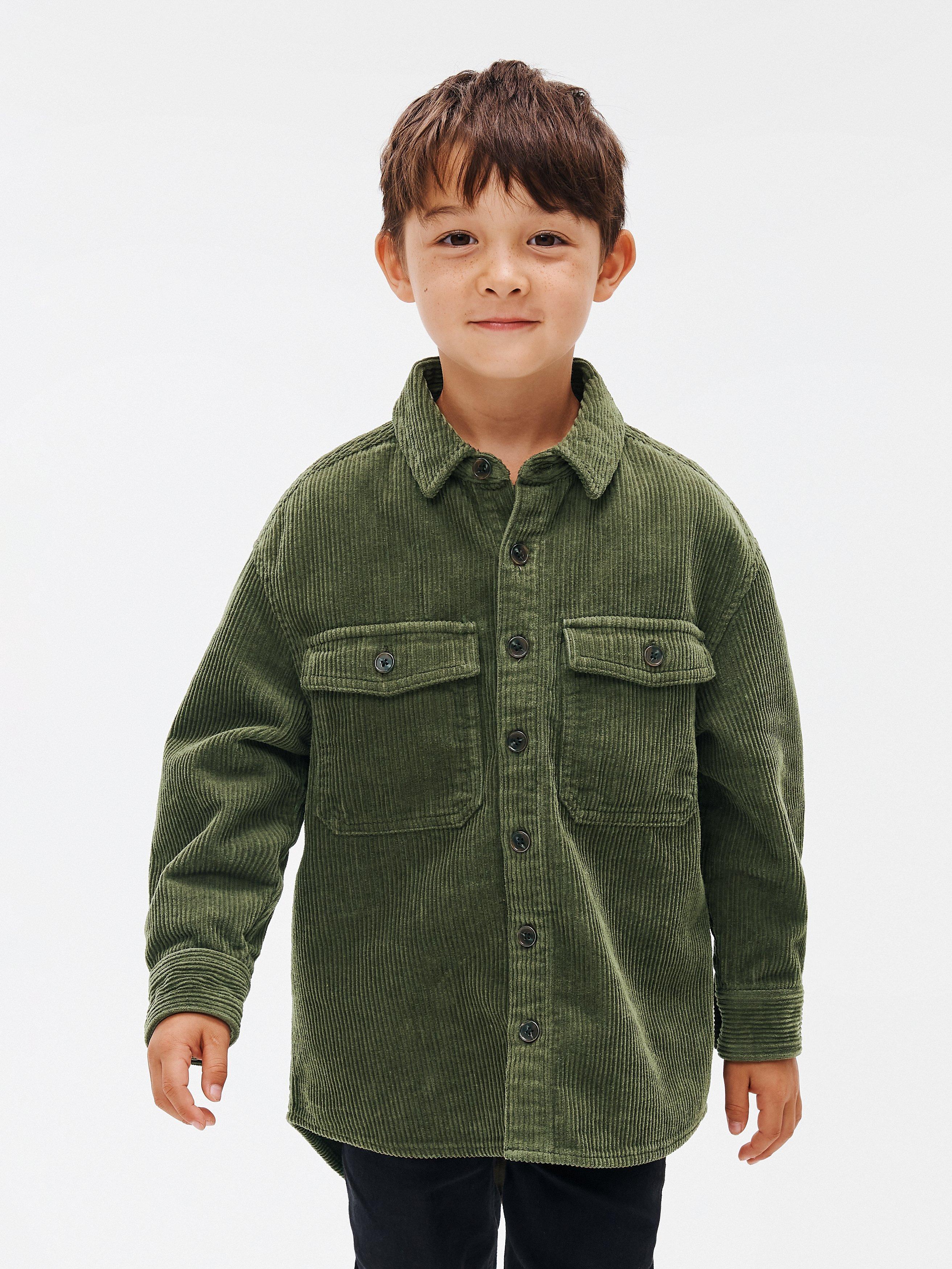 John Lewis Kids' Plain Corduroy Overshirt, Green