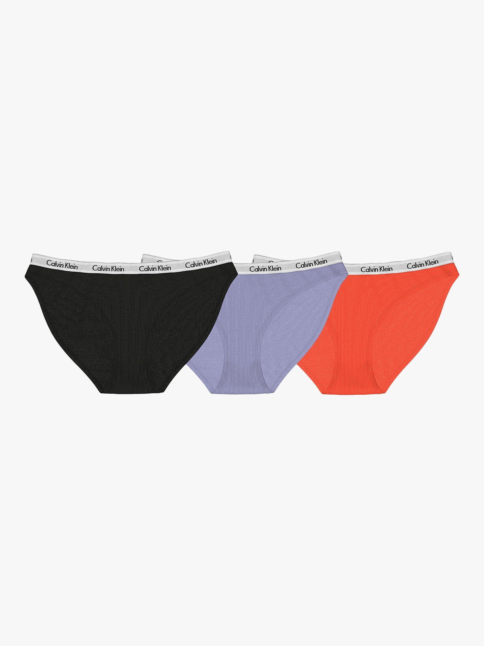 Calvin Klein Carousel Bikini Knickers, Pack of 3, Tuscan Terracotta/Lilac Bud/Black