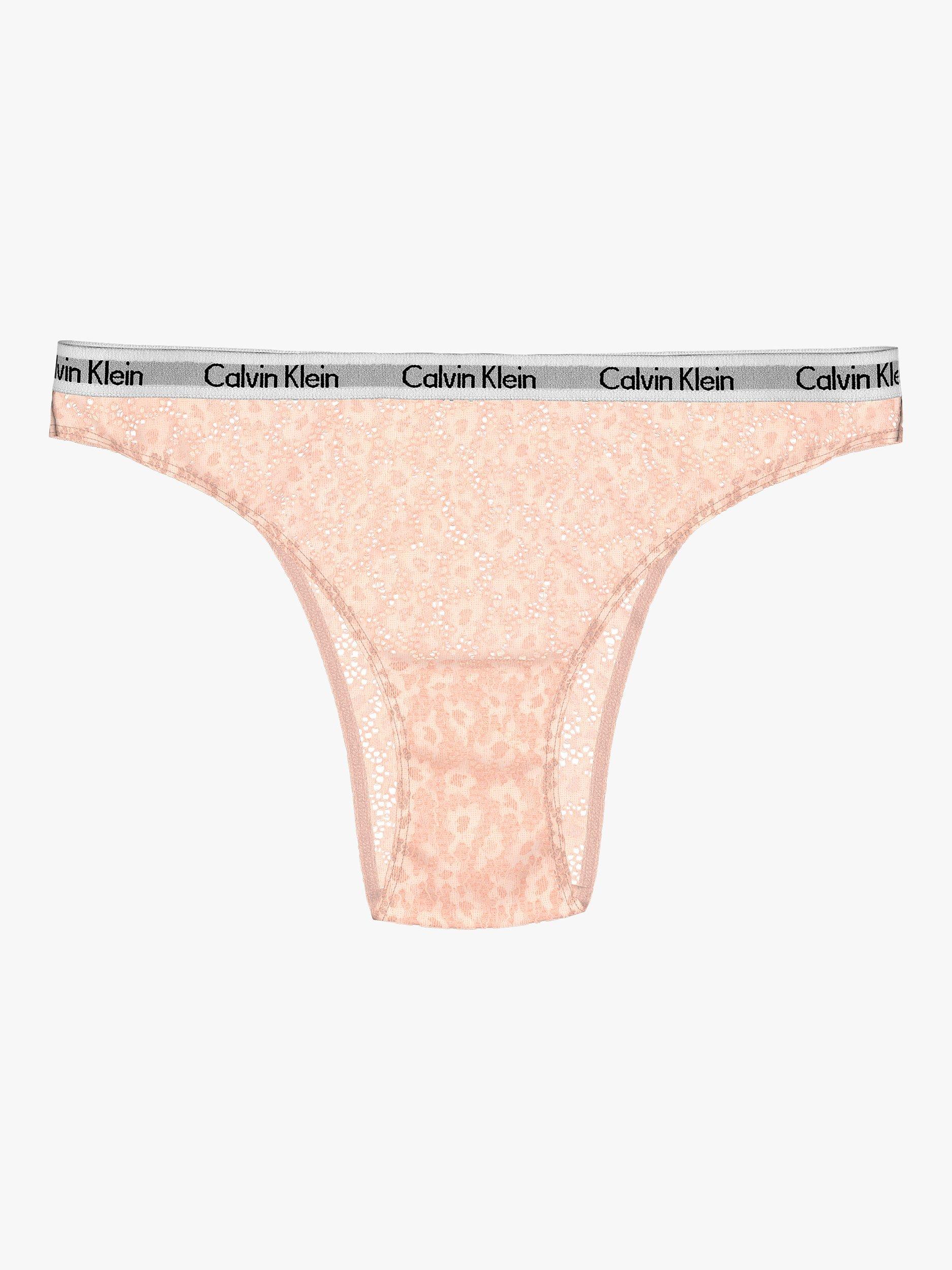 Calvin Klein Carousel Lace Brazilian Knickers, Peach Melba