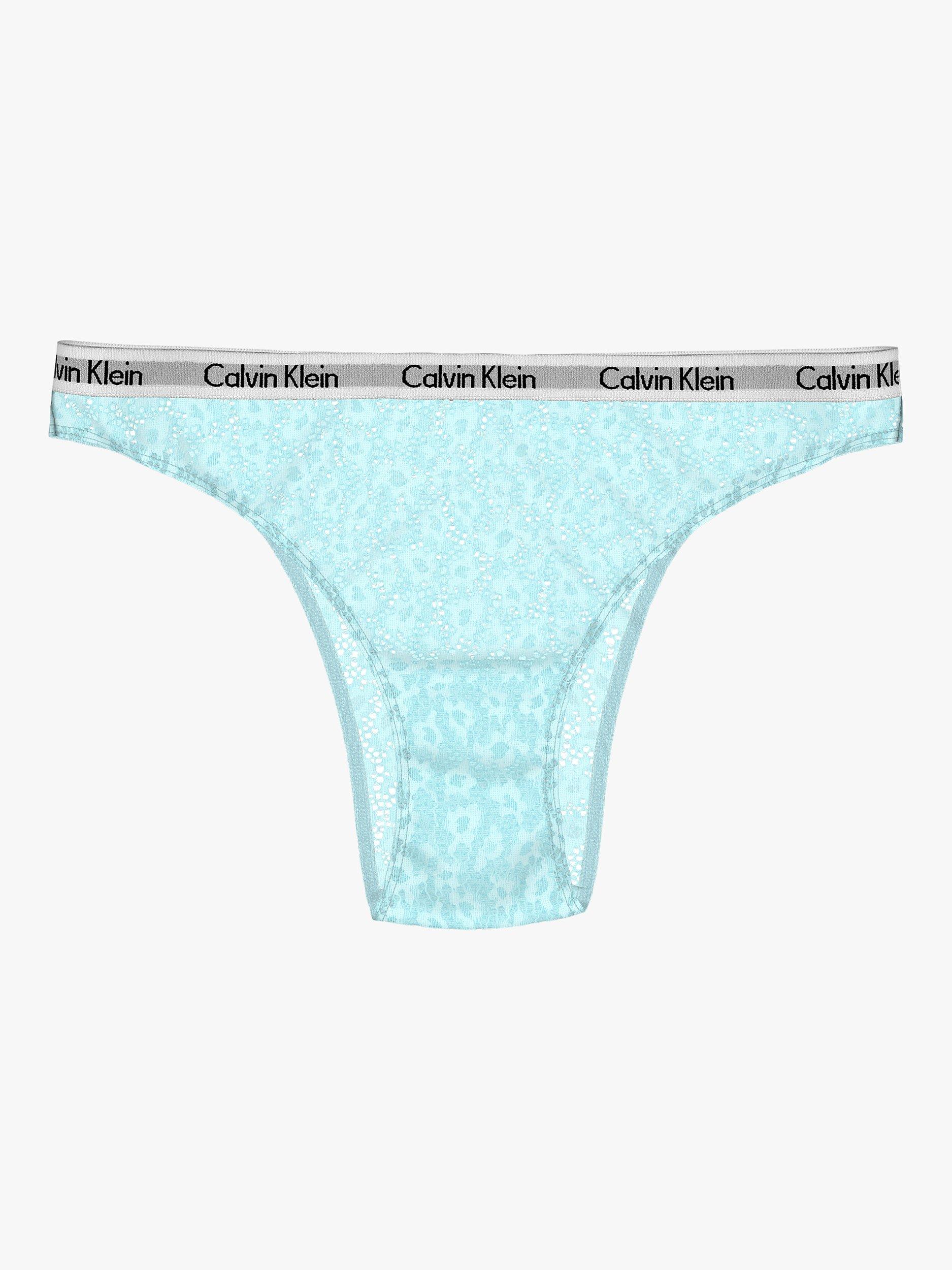 Calvin Klein Carousel Lace Brazilian Knickers, Aqua Shell