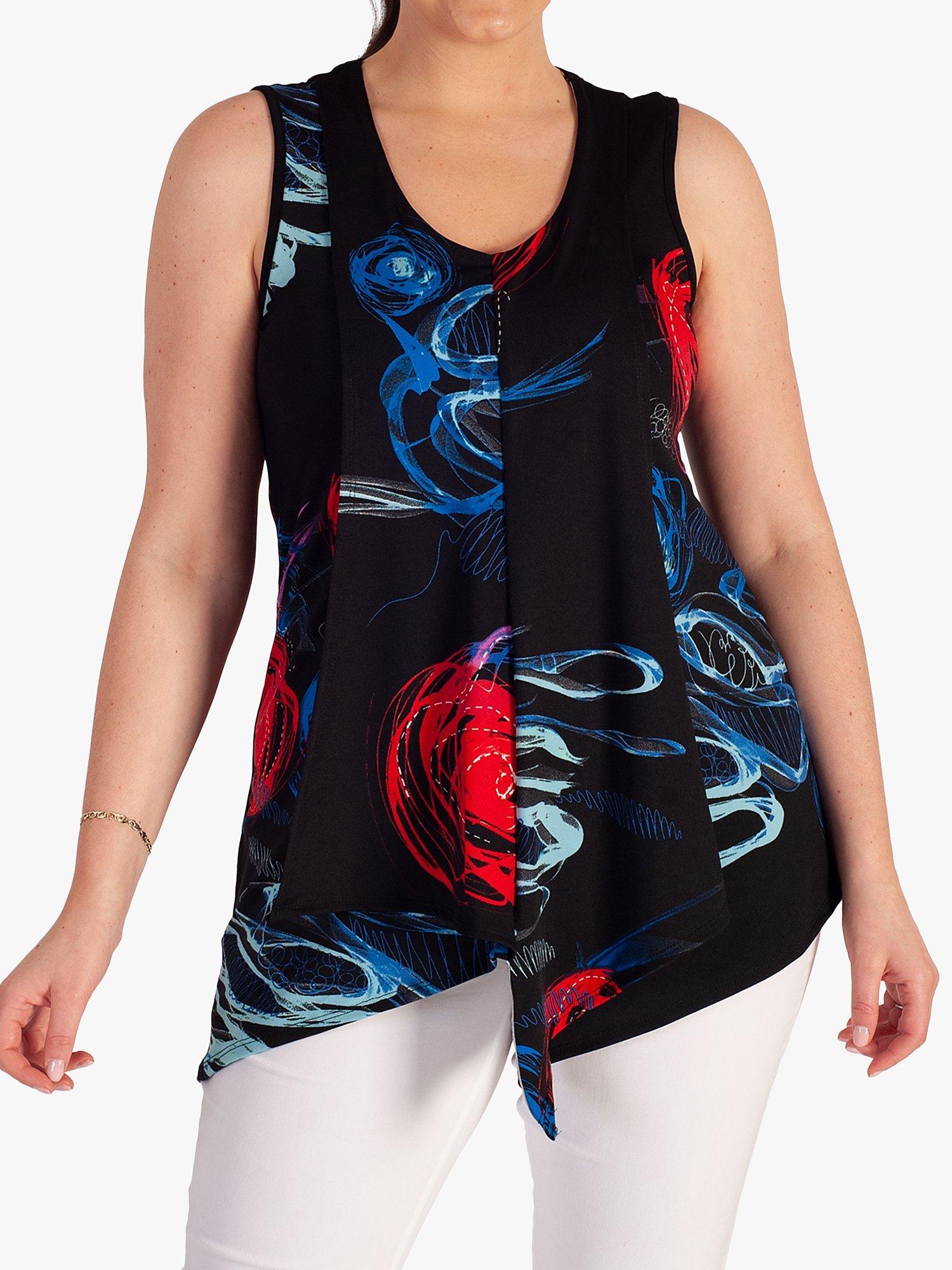 chesca Scribble Abstract Print Vest, Black/Multi