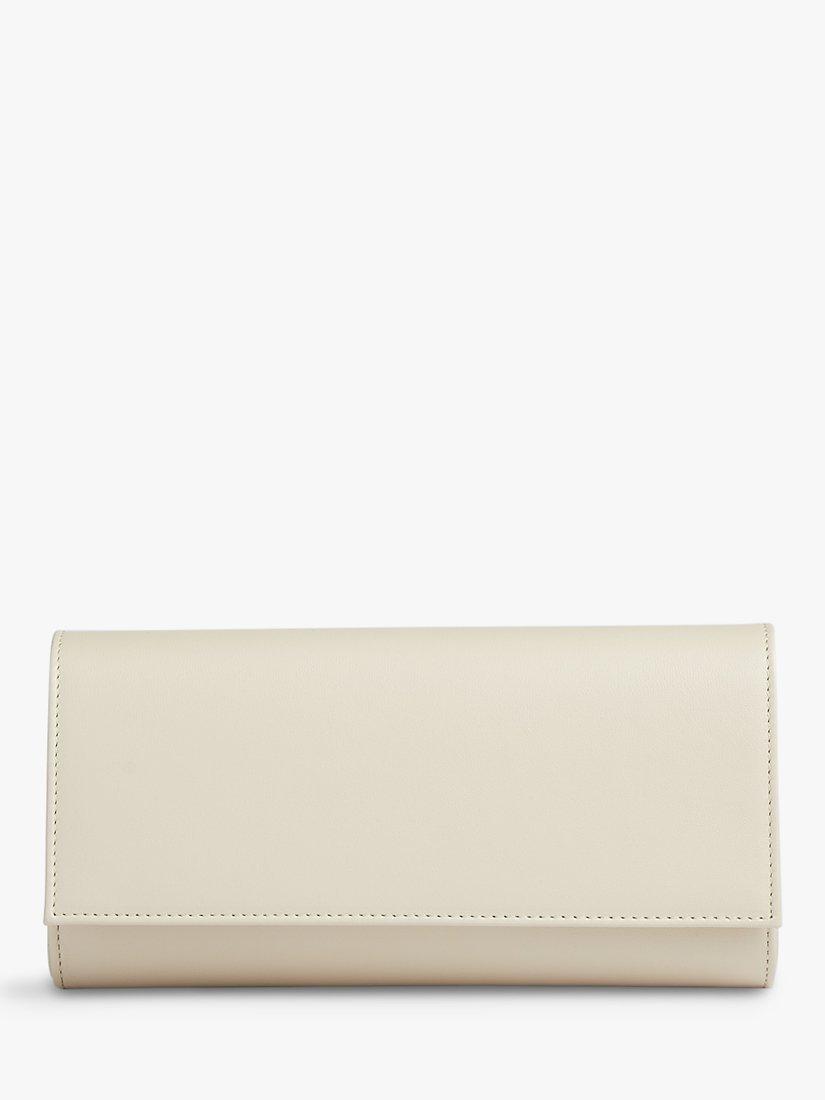 Product image 1 of 4, which shows L.K.Bennett Erin Leather Clutch Bag, Cream, One Size