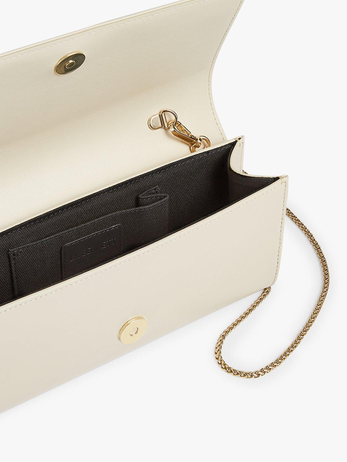 Product image 4 of 4, which shows L.K.Bennett Erin Leather Clutch Bag, Cream, One Size