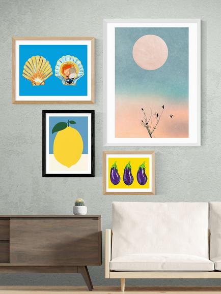 EAST END PRINTS Rosi Feist 'Yellow Lemon' Framed Print - view 2, Black Frame