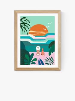 EAST END PRINTS Rachel Lee 'Sun Flock' Framed Print, Oak Frame