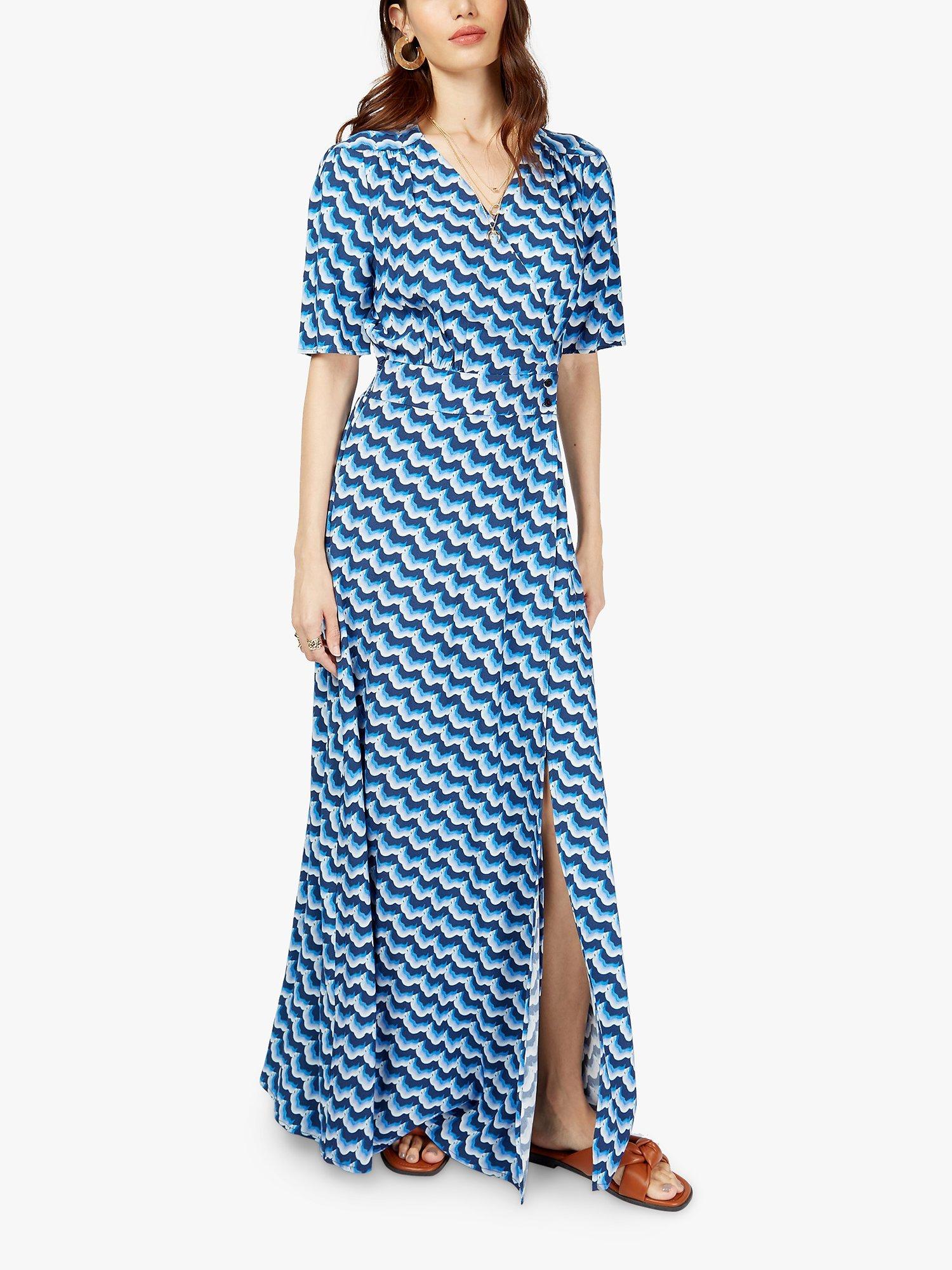 Somerset by Alice Temperley Cloud Print Wrap Maxi Dress, Blue