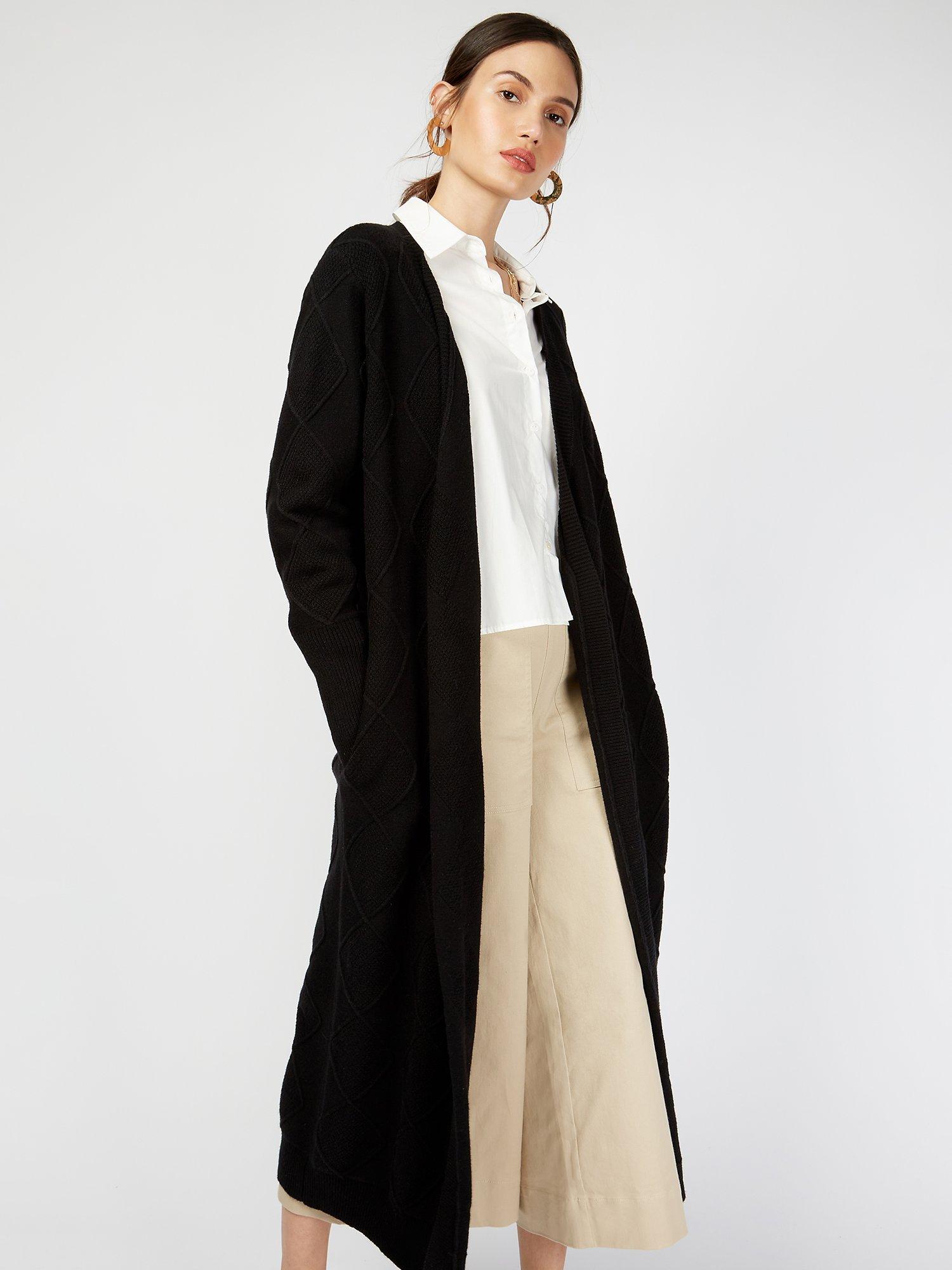Somerset by Alice Temperley Fine Knit Long Cardigan, Black