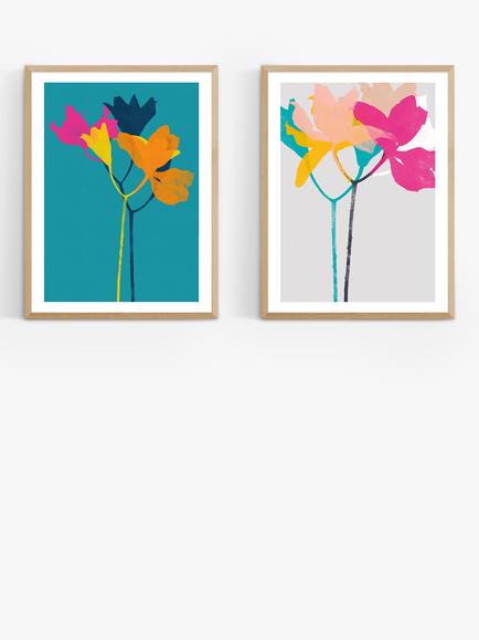 EAST END PRINTS Garima Dhawan 'Lily' Framed Print, Set of 2, Oak Frame