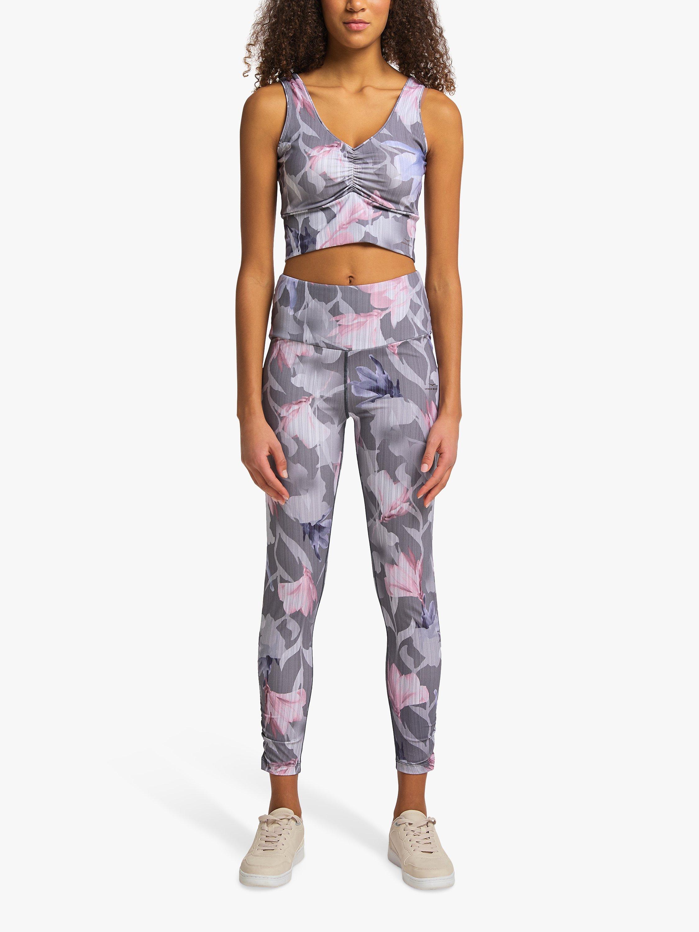 Product image 3 of 6, which shows Venice Beach Alpha Gym Crop Top, Floral Magnolia, XS