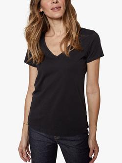 MOS MOSH Arden Organic Cotton V Neck T-Shirt, Black