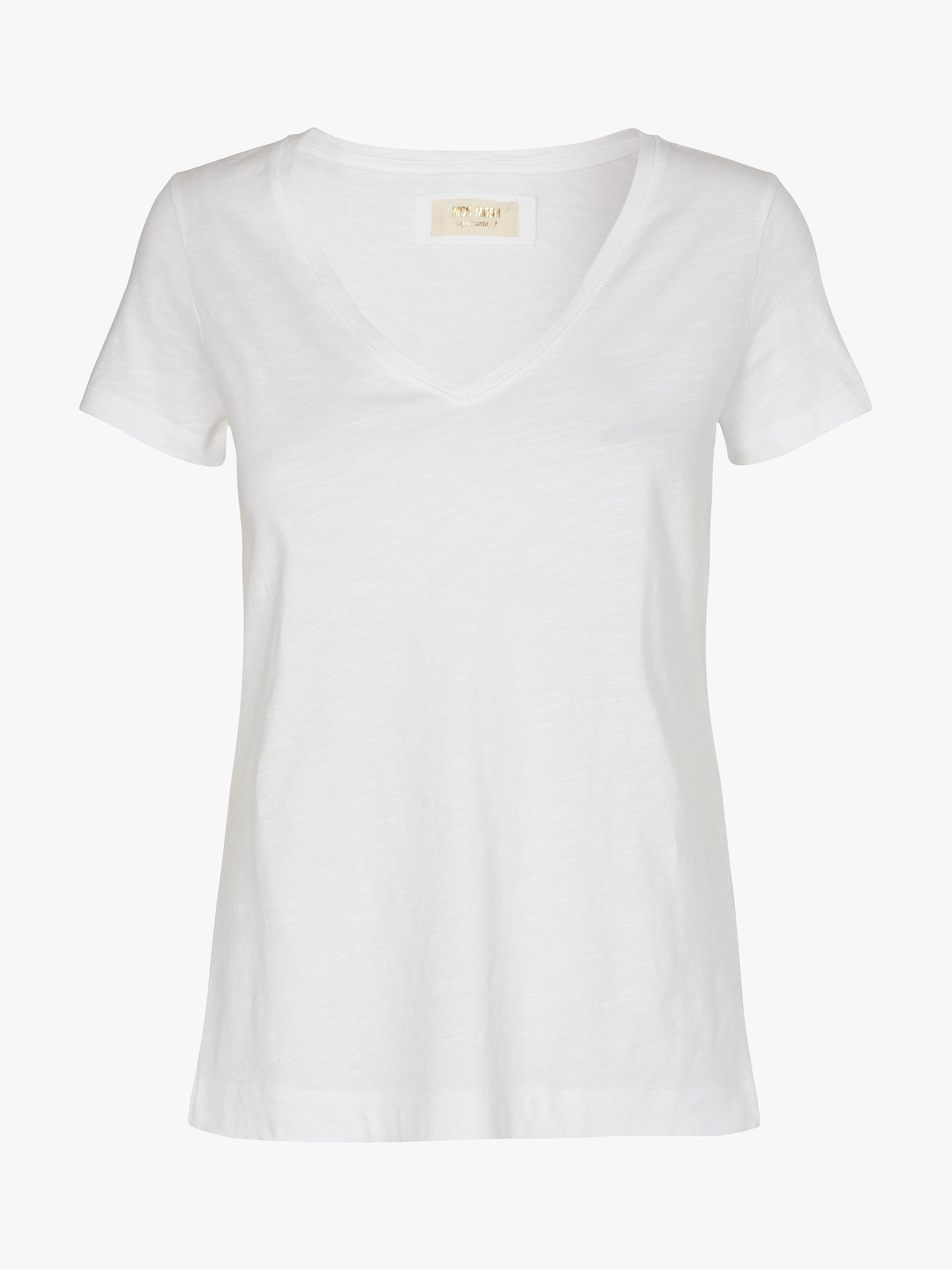 Product image 1 of 3, which shows MOS MOSH Arden Organic Cotton V Neck T-Shirt, White, XS