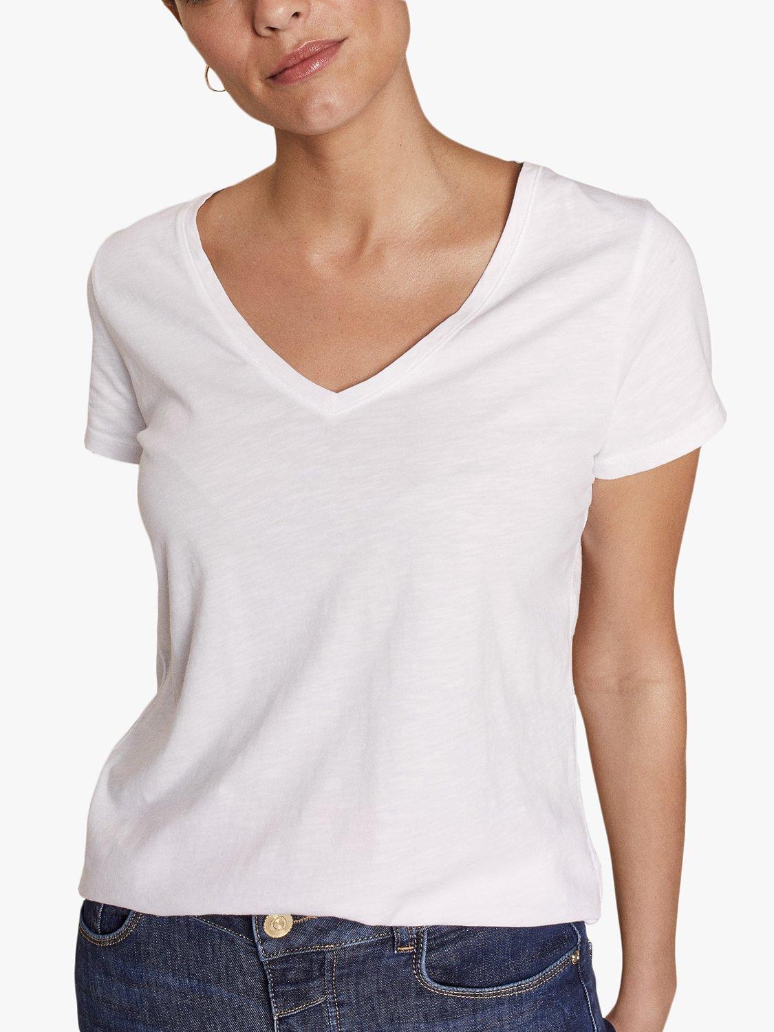 Product image 3 of 3, which shows MOS MOSH Arden Organic Cotton V Neck T-Shirt, White, XS