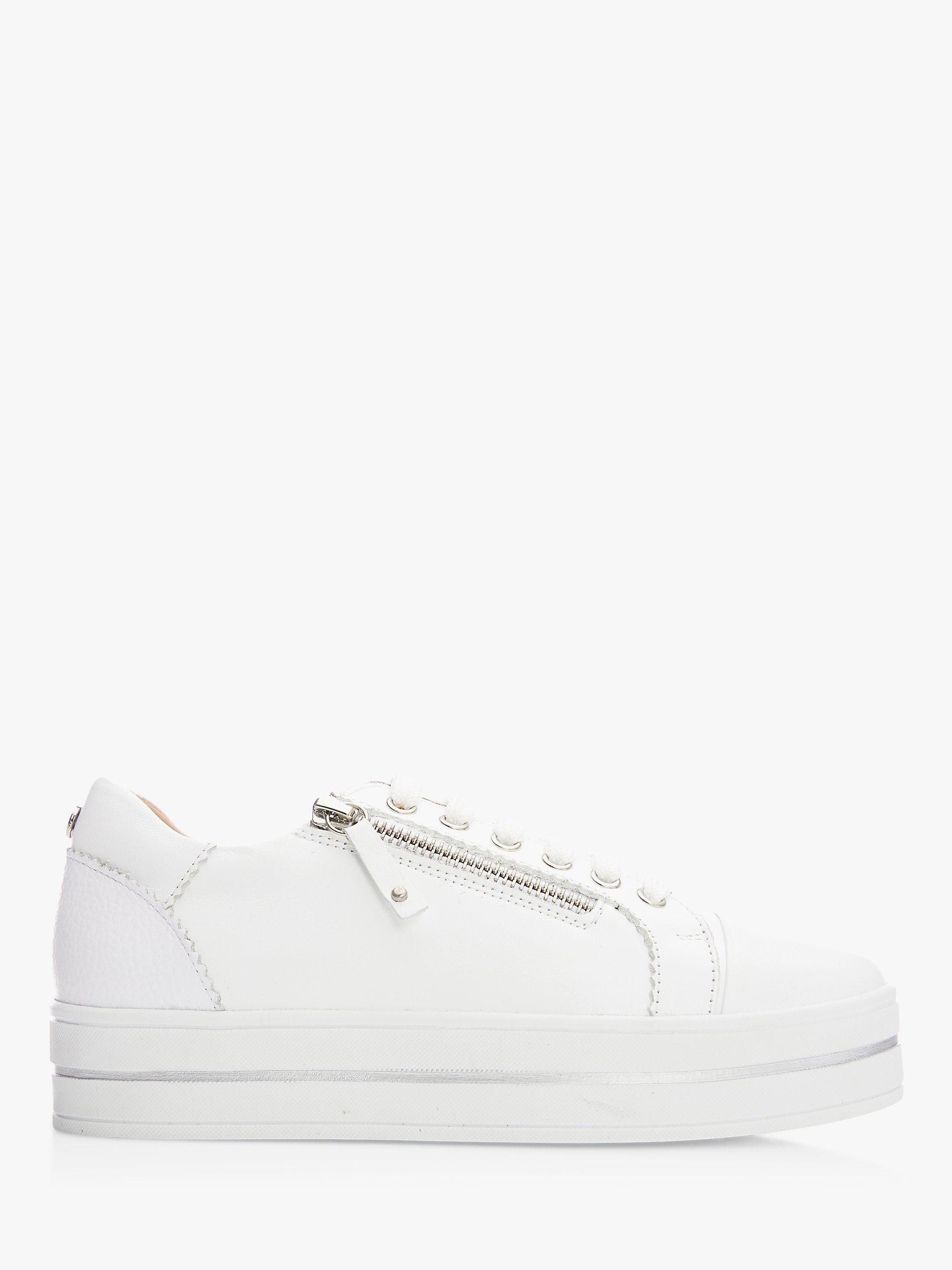 Moda in Pelle Aross Leather Flatform Zip Up Trainers, White