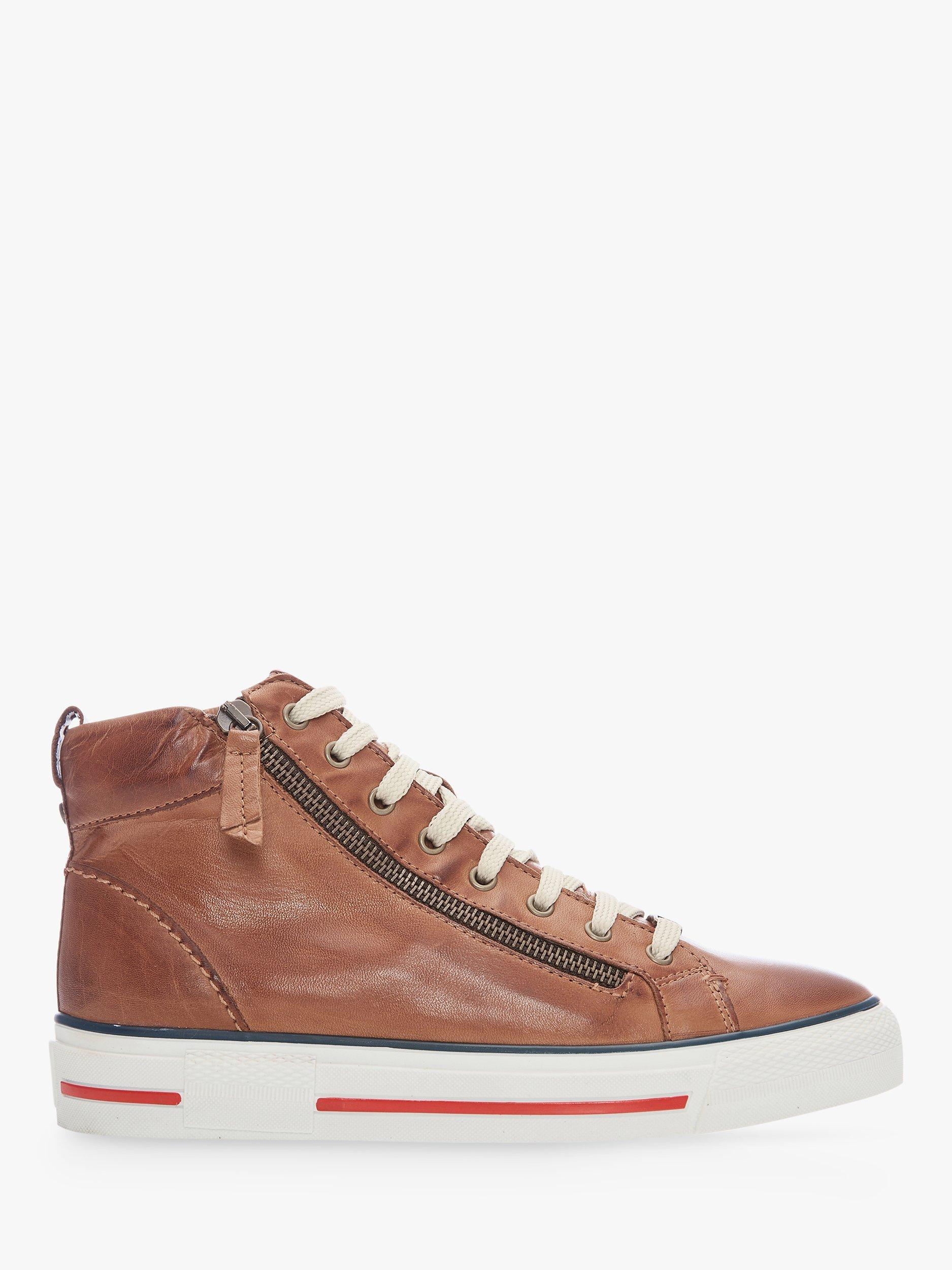 Moda in Pelle Ferozi Leather Hi-Top Trainers, Tan, 4
