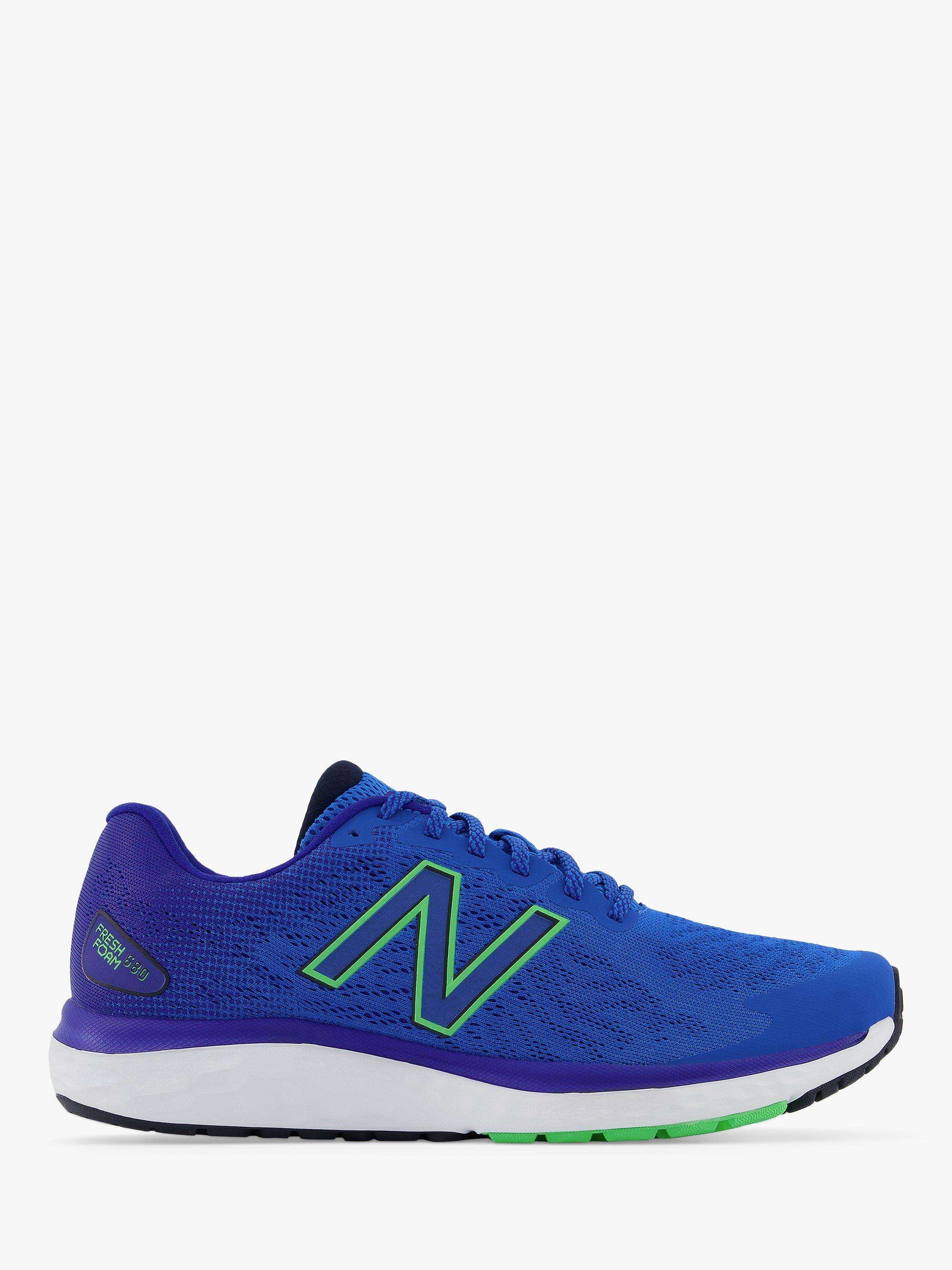Product image 1 of 4, which shows New Balance 680v7 Men's Running Shoes, Serene Blue/Infinity Blue/Vibrant Spring, 12.5