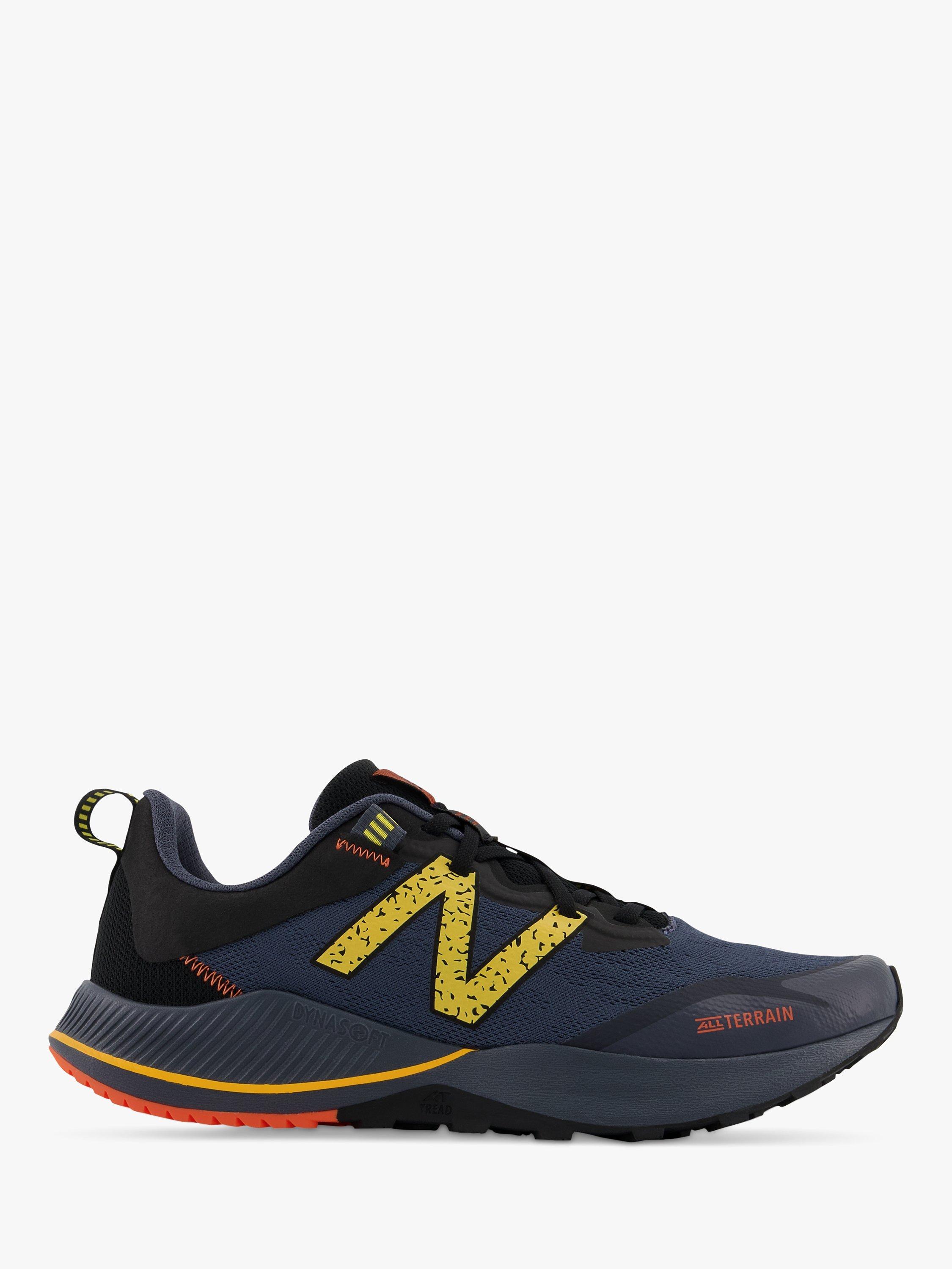Product image 2 of 9, which shows New Balance NITRELv4 Men's Trail Running Shoes, Grey with Yellow and Orange, 12.5