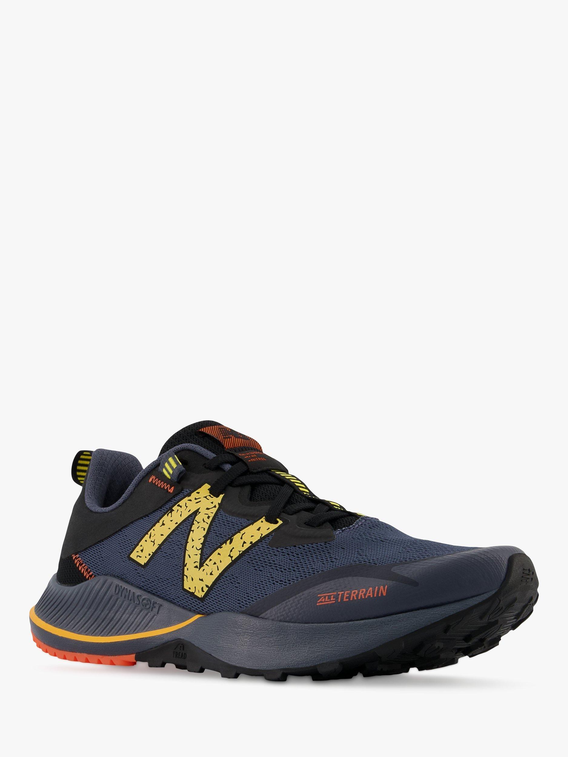 Product image 5 of 9, which shows New Balance NITRELv4 Men's Trail Running Shoes, Grey with Yellow and Orange, 12.5