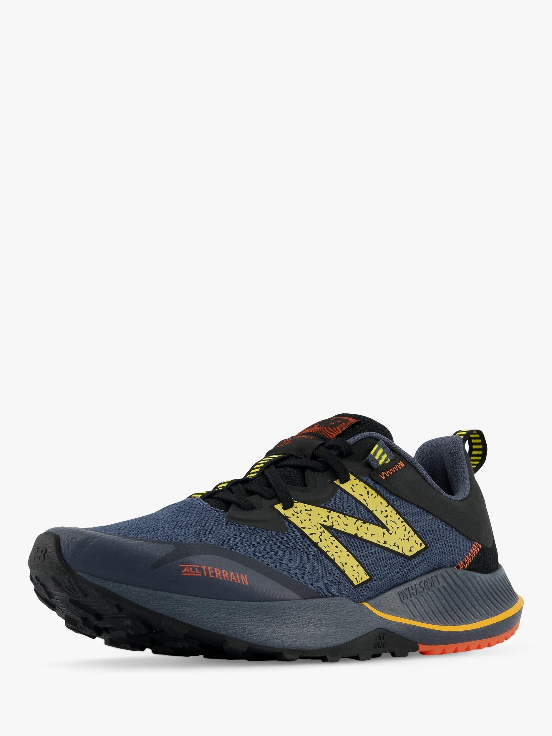 Product image 9 of 9, which shows New Balance NITRELv4 Men's Trail Running Shoes, Grey with Yellow and Orange, 12.5