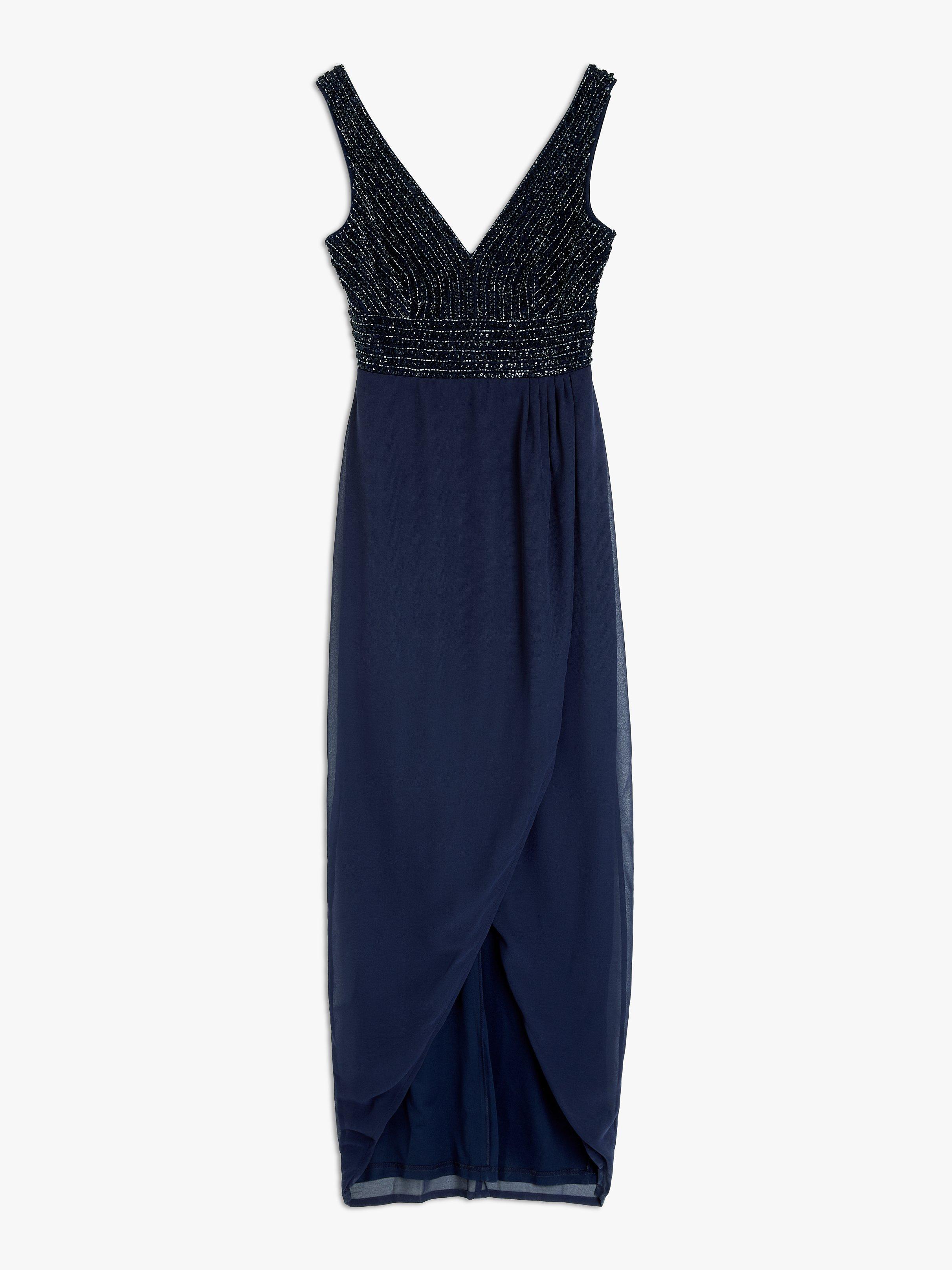 Lace & Beads Savannah Embellished Sleeveless Maxi Dress, Navy