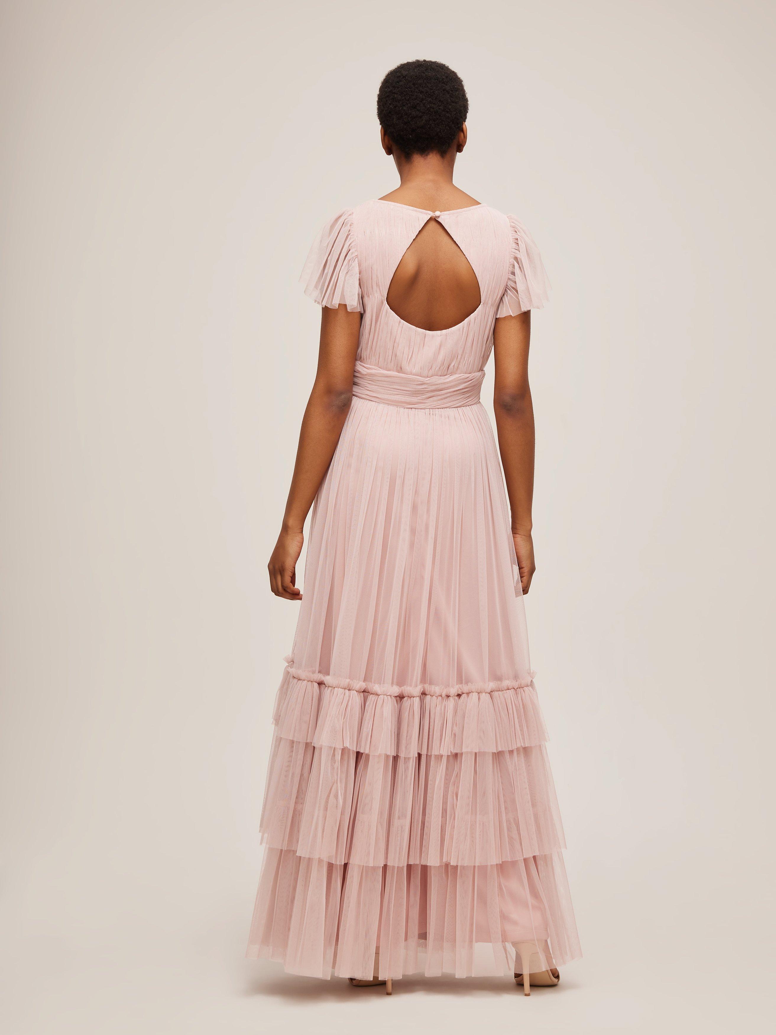 Product image 2 of 5, which shows Lace & Beads Diva Tiered Hem Maxi Dress, Dusty Rose, 12