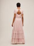 Lace & Beads Diva Tiered Hem Maxi Dress, Dusty Rose