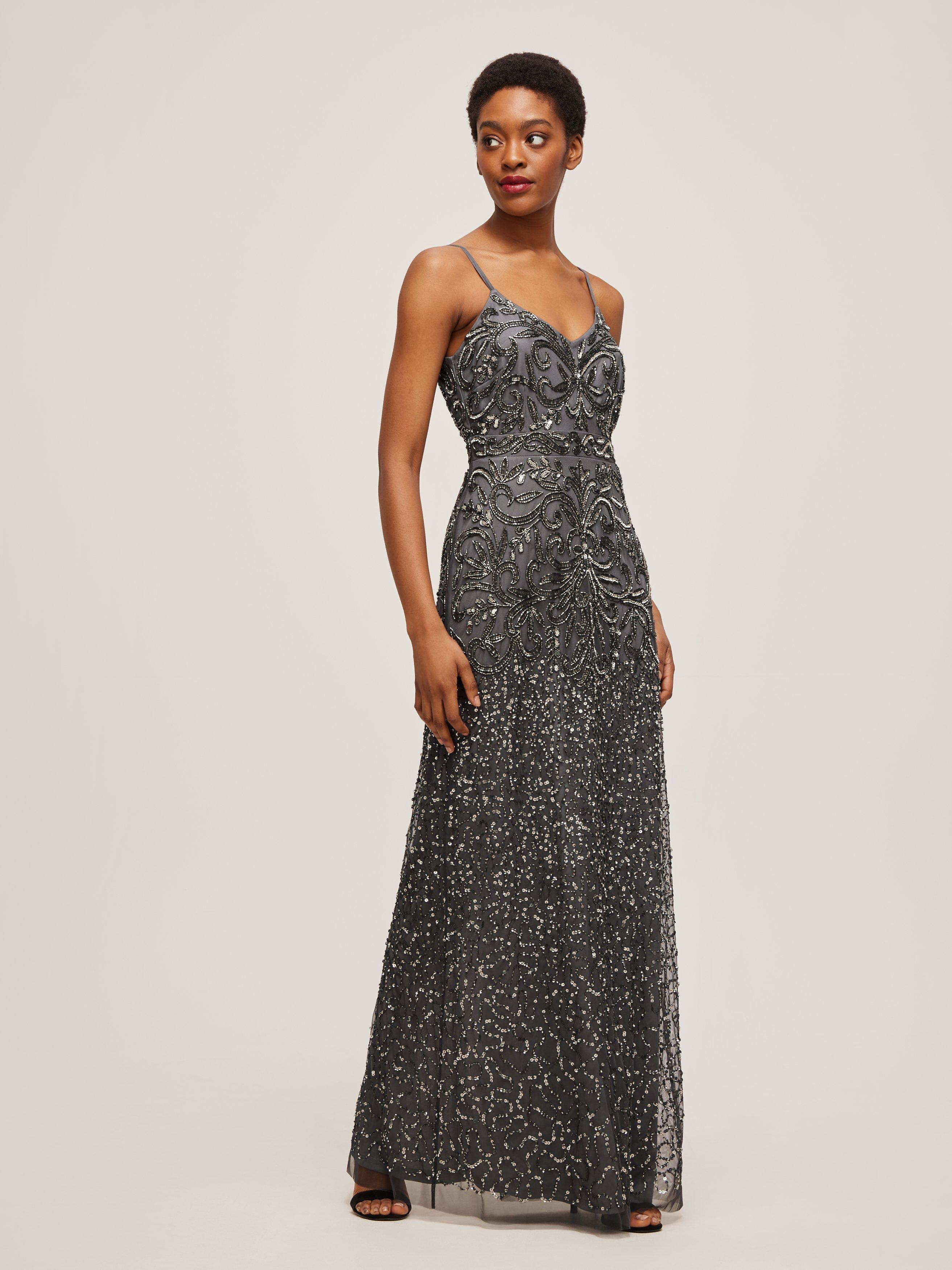 Lace & Beads Fiona Sequin Embellished Maxi Dress
