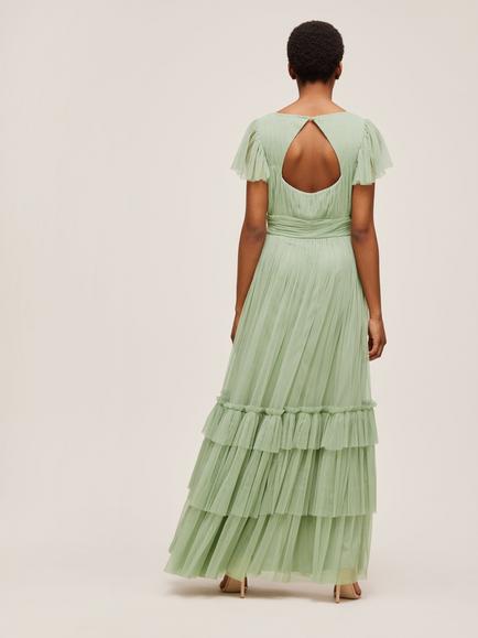 Lace & Beads Diva Tiered Hem Maxi Dress - view 2, Sage