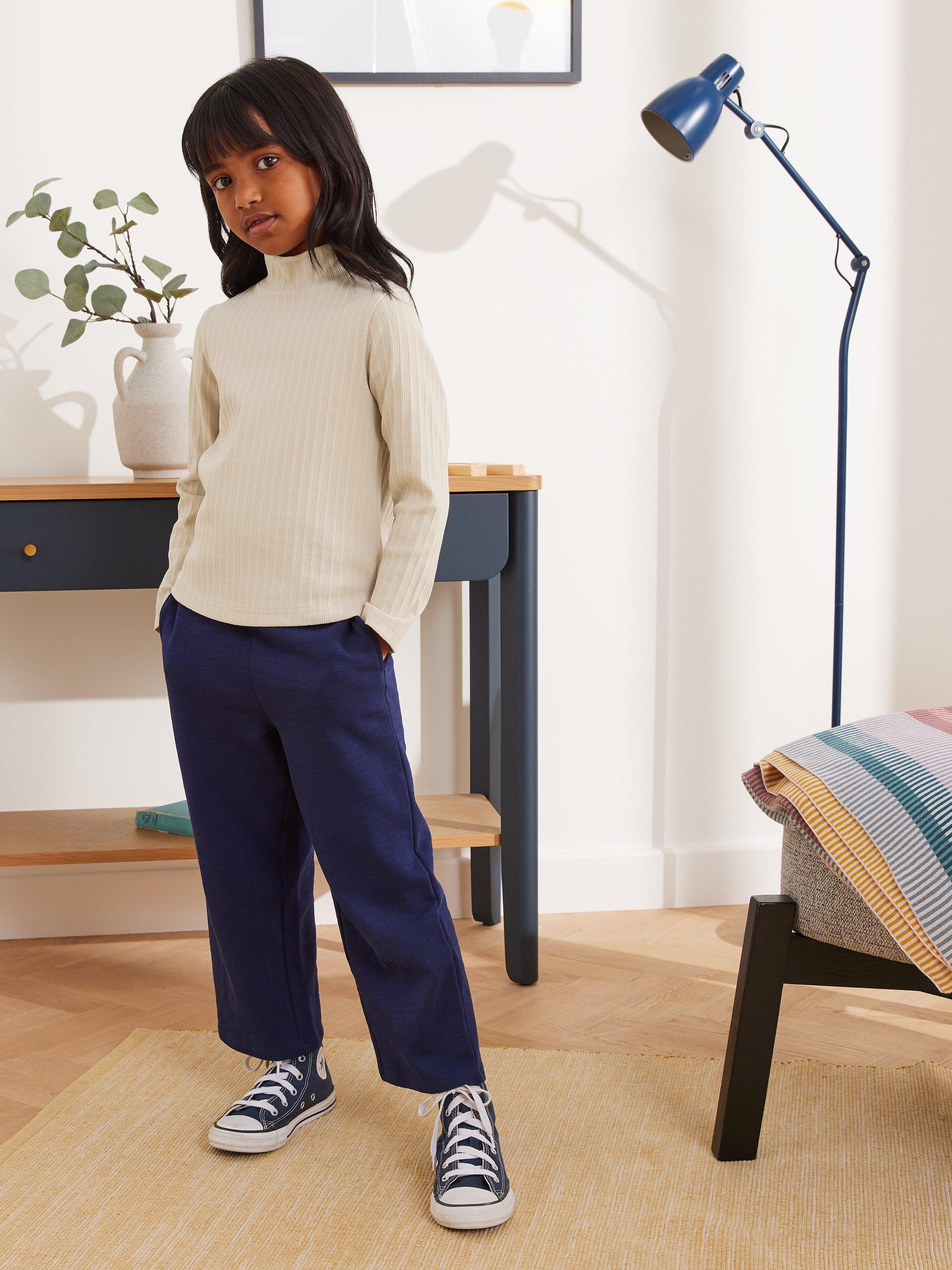 John Lewis ANYDAY Ribbed High Neck Top, Rainy Day