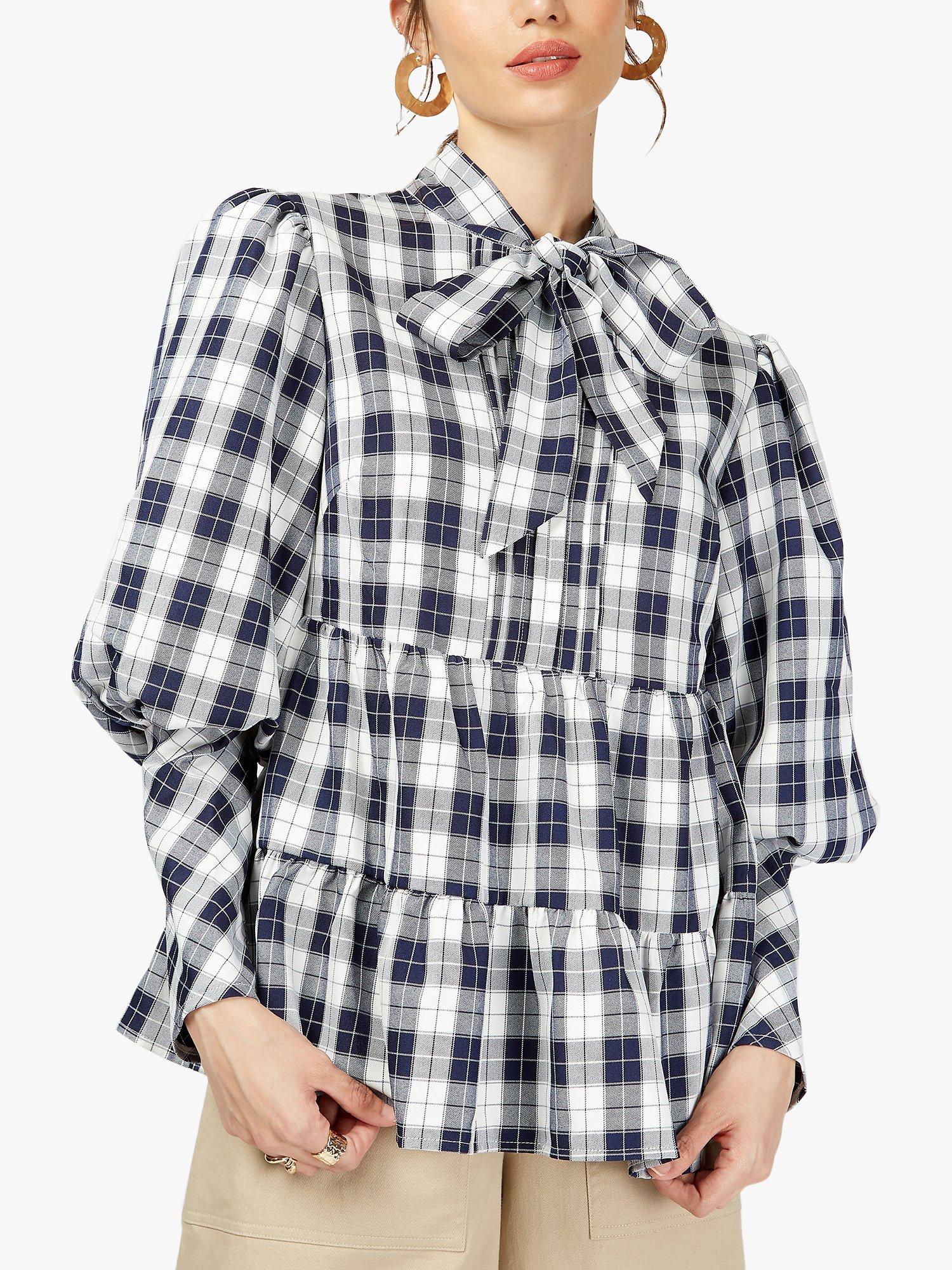 Somerset by Alice Temperley Check Bow Top, Navy