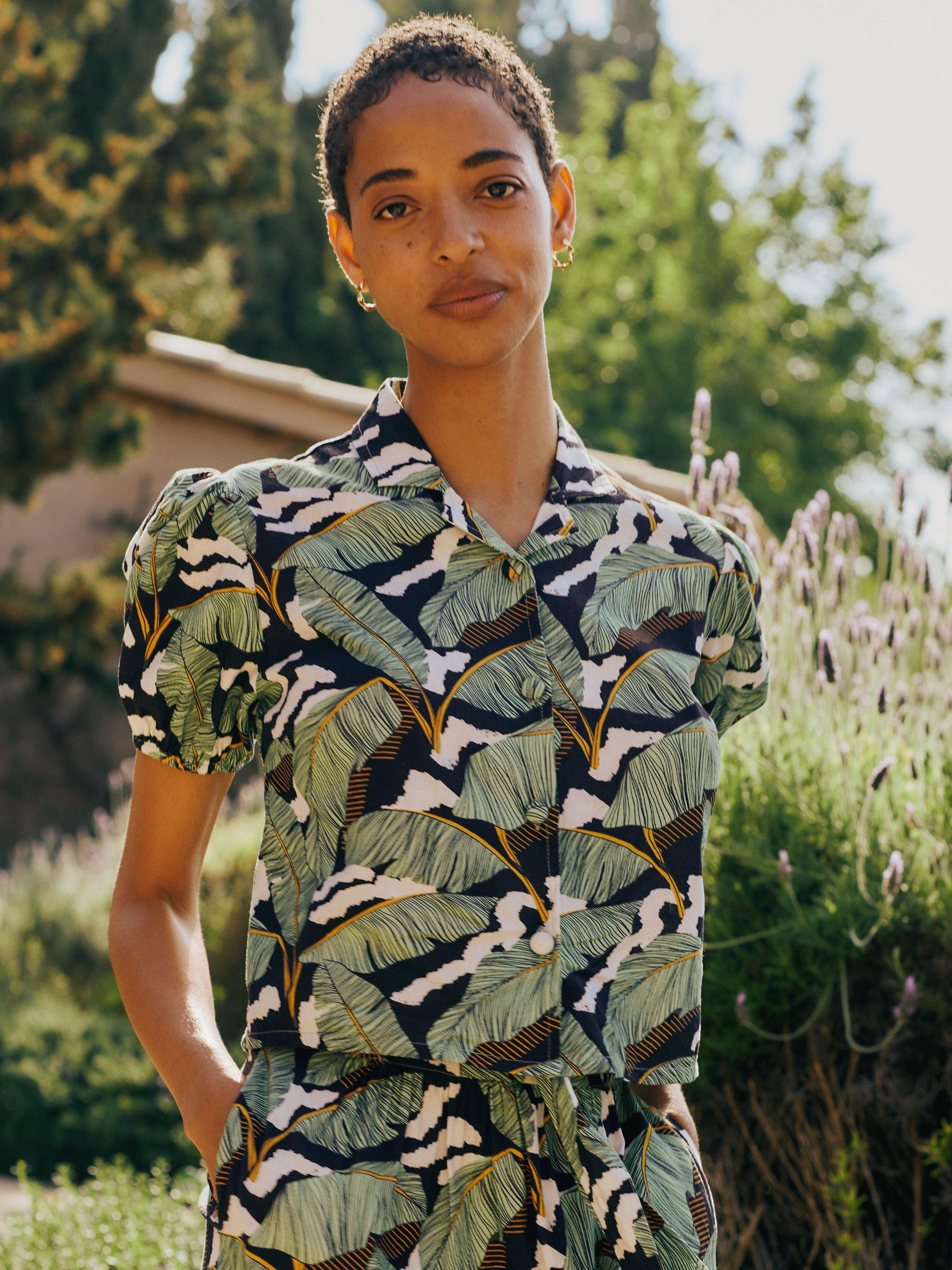 Somerset by Alice Temperley Banana Leaf Blouson Sleeve Shirt, Multi
