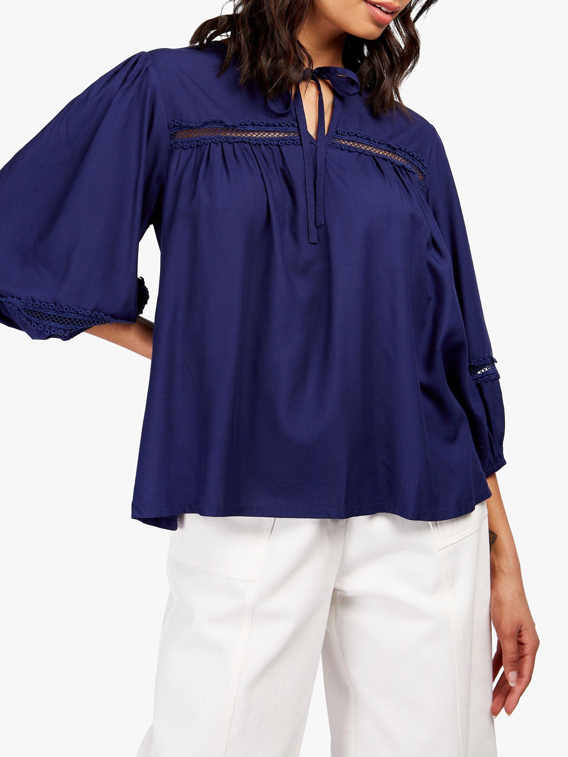 Somerset by Alice Temperley Blouson Sleeve Blouse, Navy
