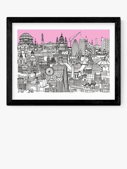 EAST END PRINTS Lizzie Prestt 'London Jungle' Framed Print, Black Frame
