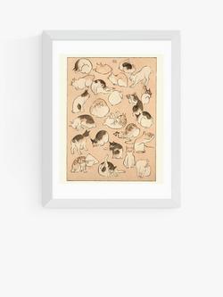 EAST END PRINTS Ando Hiroshige 'Art of Japan' Cats Framed Print, White Frame