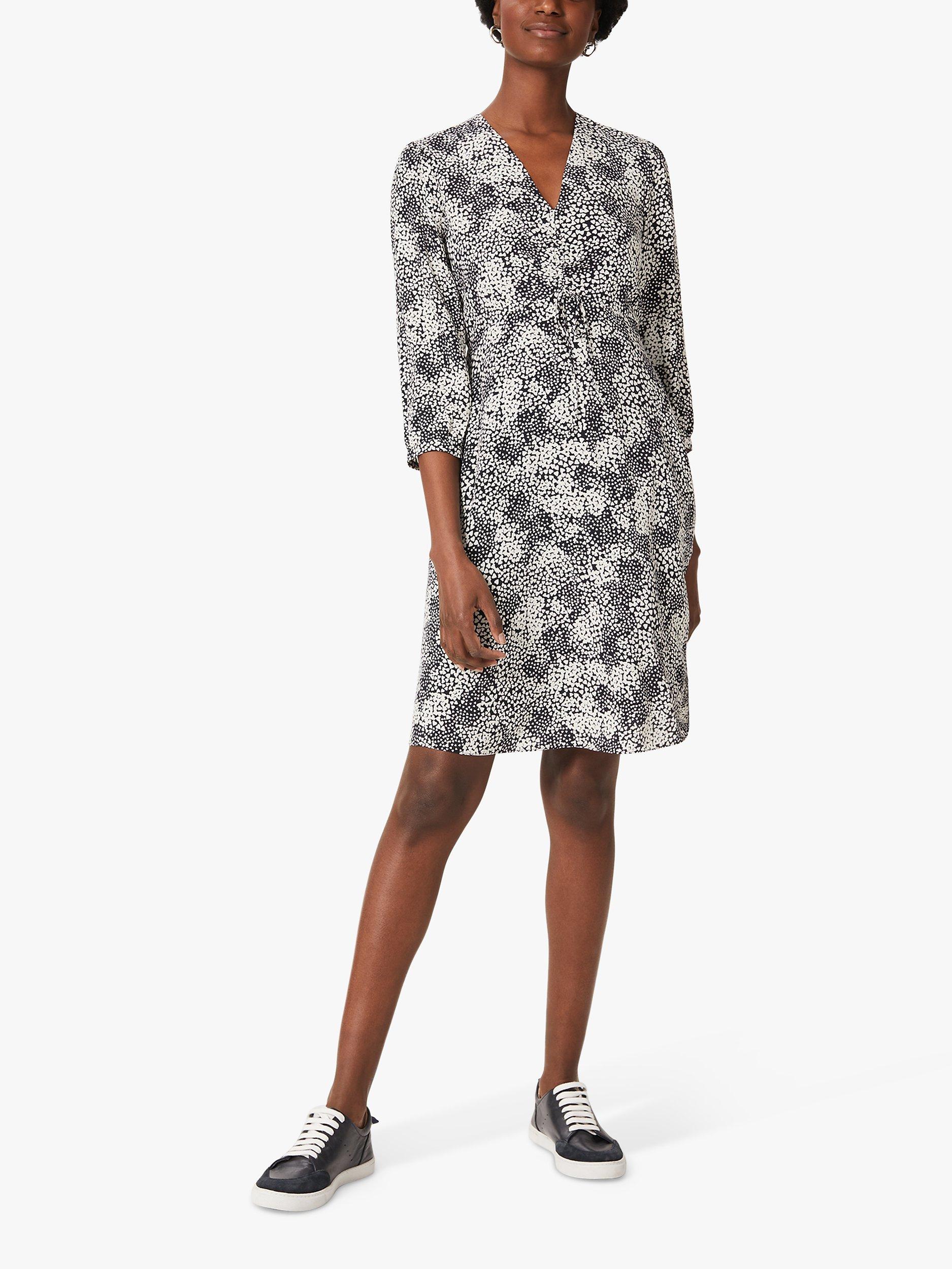 Hobbs Shiloh Heart Print Dress, Navy/Ivory