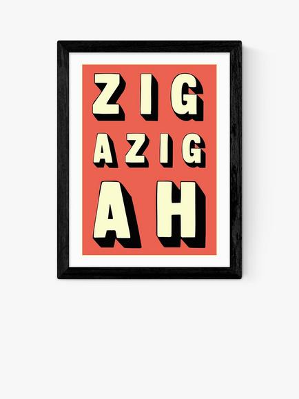 EAST END PRINTS Indieprints 'Zig-Azig-Ah' Framed Print, Black Frame