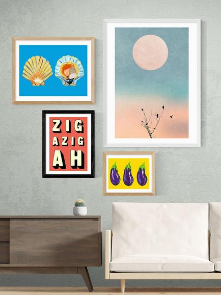 EAST END PRINTS Indieprints 'Zig-Azig-Ah' Framed Print - view 2, Black Frame