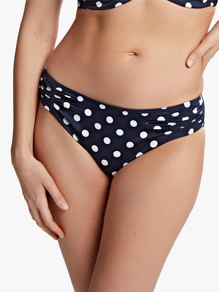 Panache Anya Riva Spot Gathered Bikini Bottoms, Navy/Vanilla, Navy/Vanilla